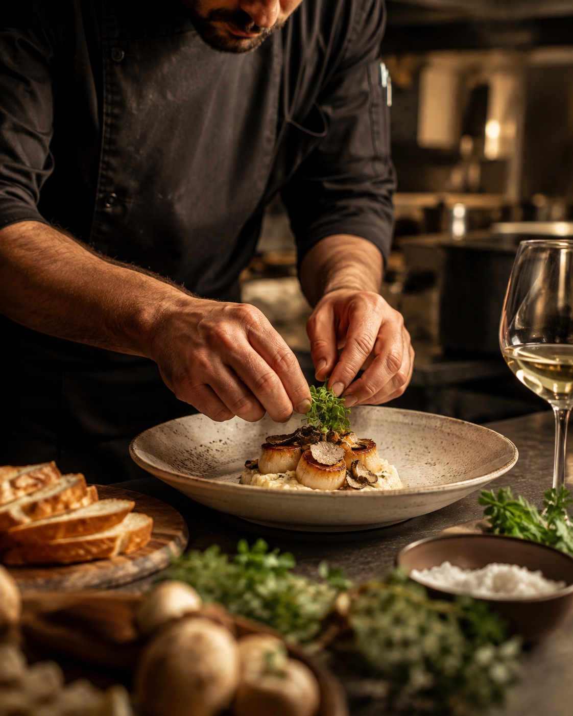 Chef preparing Italian cuisine